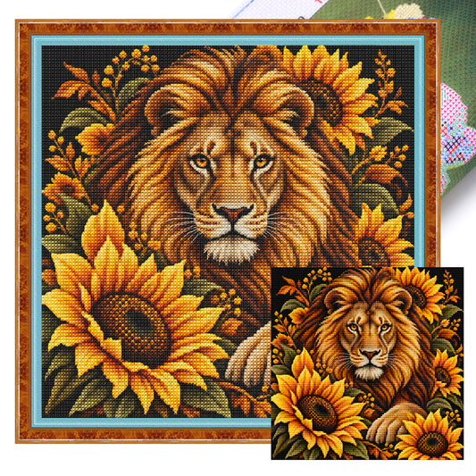 Sonnenlöwe - Vollständiges 11CT Stempel-Kreuzstichset 45x45CM - Yishu