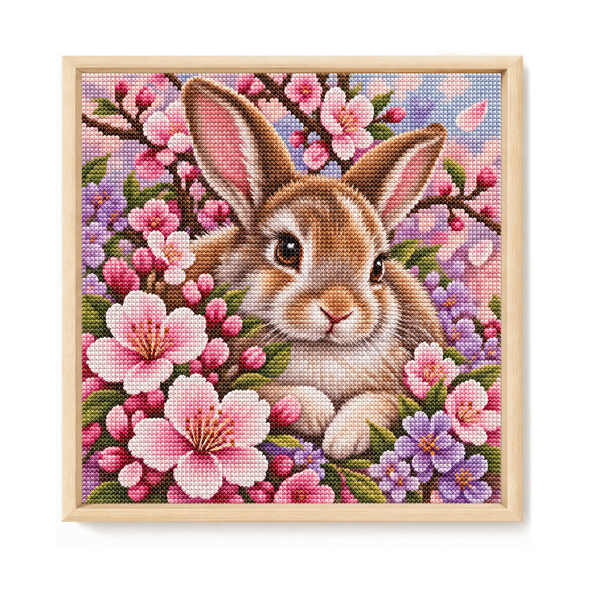 Blossom Rabbit - Full 11CT Stamped Cross Stitch 45x45CM - Yishu