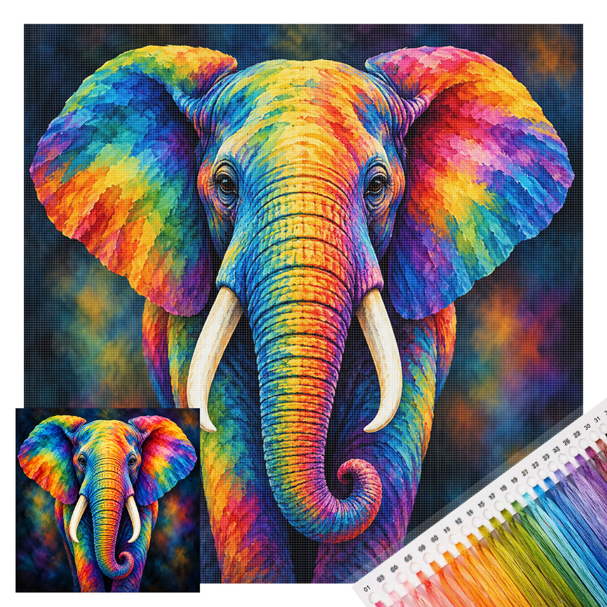 Elephant - Full 14CT Stamped Cross Stitch 30x30CM - Huacan