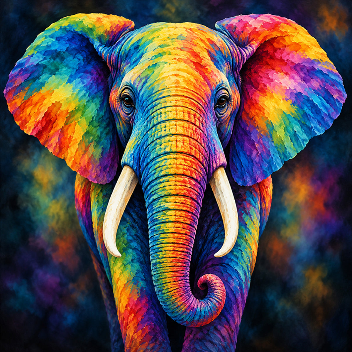 Elephant - Full 14CT Stamped Cross Stitch 30x30CM - Huacan