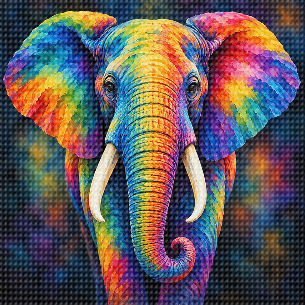 Elephant - Full 14CT Stamped Cross Stitch 30x30CM - Huacan