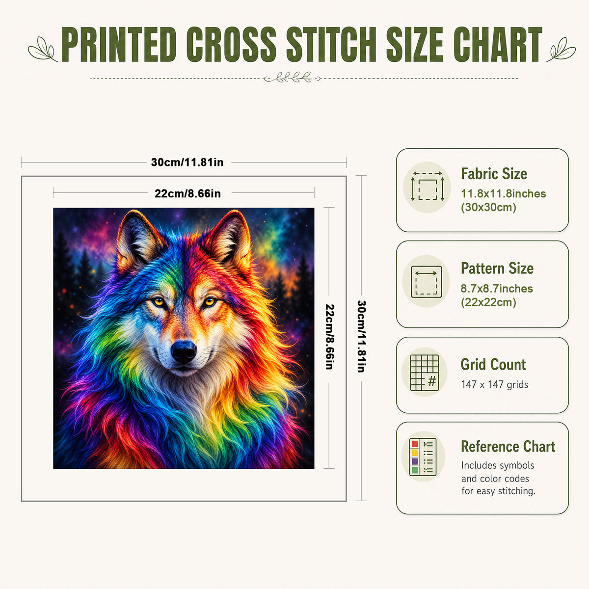 Galaxy Wolf - Full 14CT Stamped Cross Stitch 30x30CM - Huacan