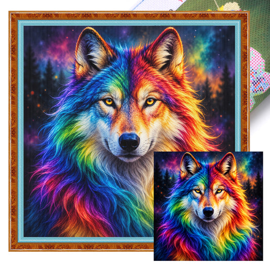 Galaxiewolf - Vollständiges 14CT gestempeltes Kreuzstich-Set 30x30CM - Huacan