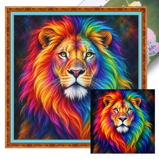 Prismen-Löwe – Vollständiges 14CT gestempeltes Kreuzstich-Set 30x30CM – Huacan
