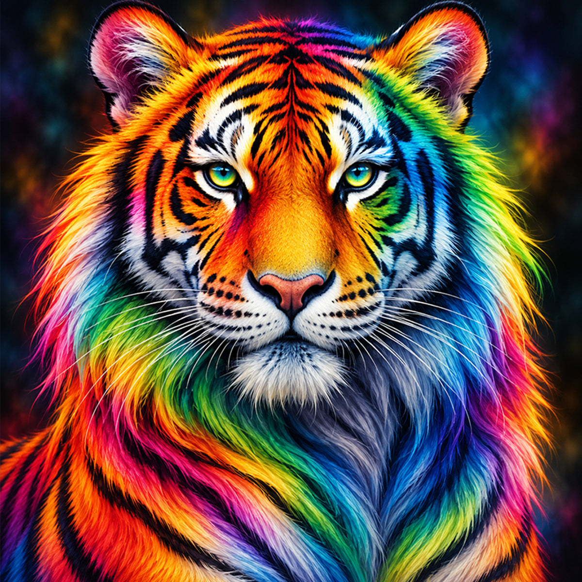 Color Tiger - Full 14CT Stamped Cross Stitch 30x30CM - Huacan