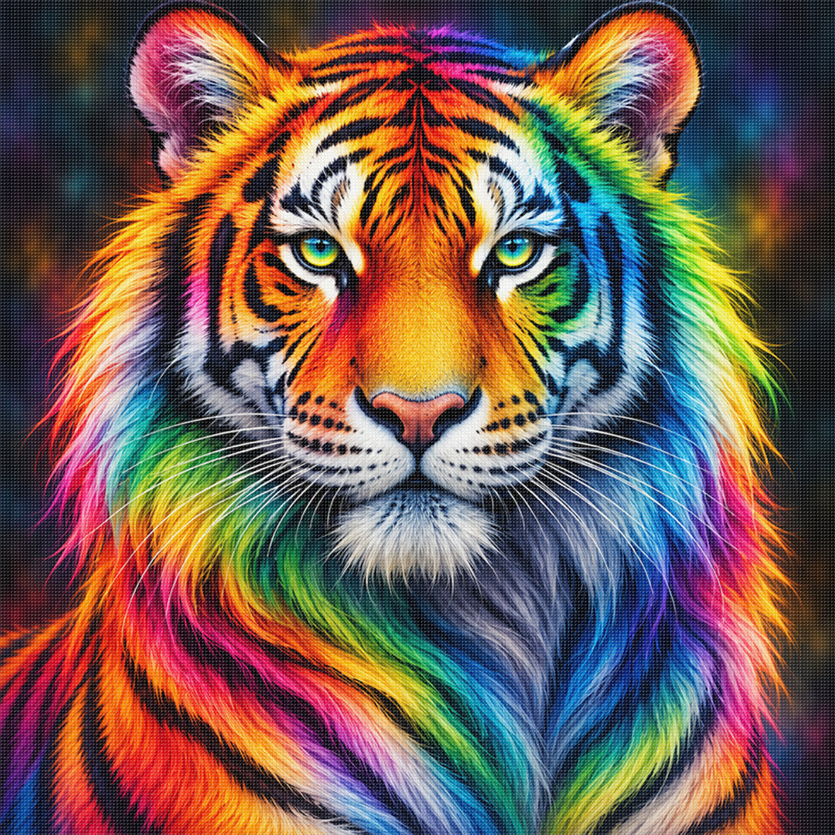 Color Tiger - Full 14CT Stamped Cross Stitch 30x30CM - Huacan