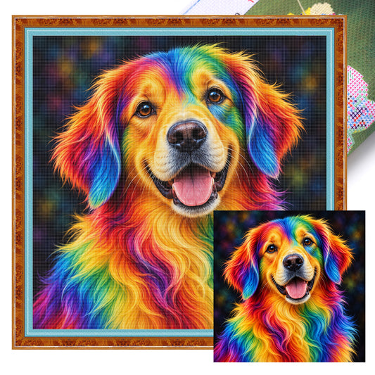 Lebendiger Hund - Vollständiges 14CT gestempeltes Kreuzstichset 30x30CM - Huacan