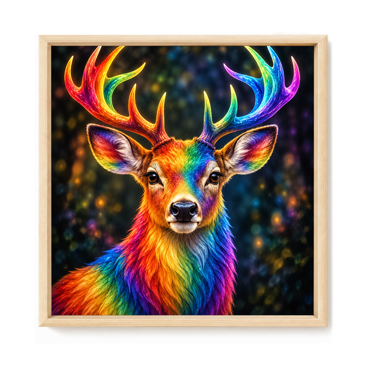 Rainbow Deer - Full 14CT Stamped Cross Stitch 30x30CM - Huacan