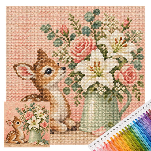 Fawn Lilies - Vollständiges 14CT gestempeltes Kreuzstich-Set 30x30CM - Huacan