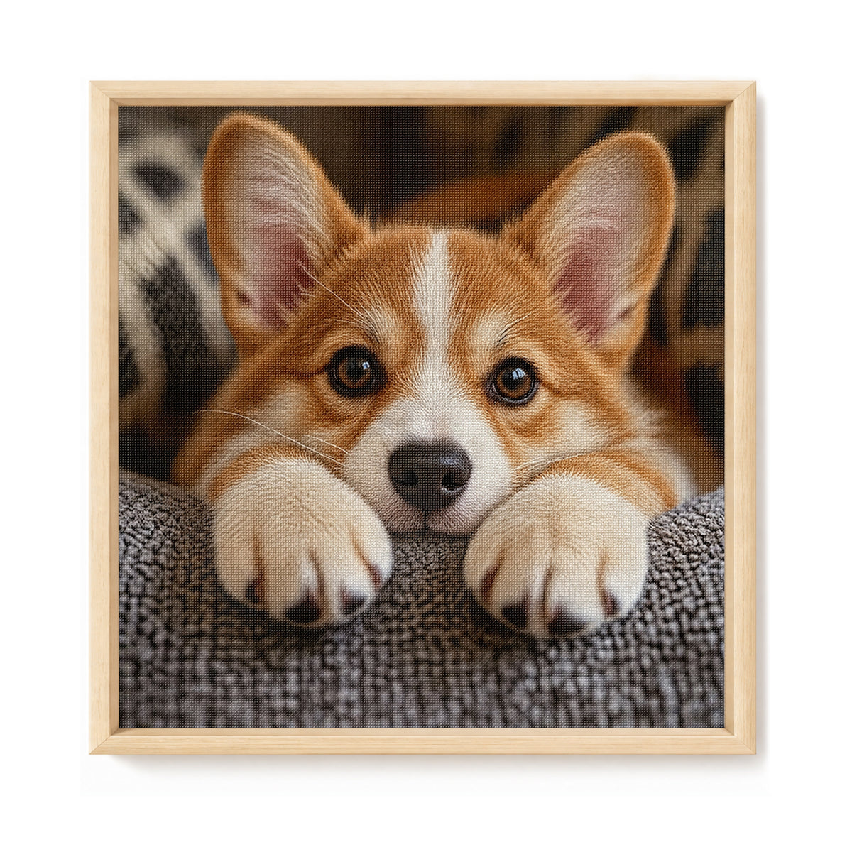 Corgi-Welpe – Vollständiges 14CT-Stempel-Kreuzstichset 30x30 cm – Huacan