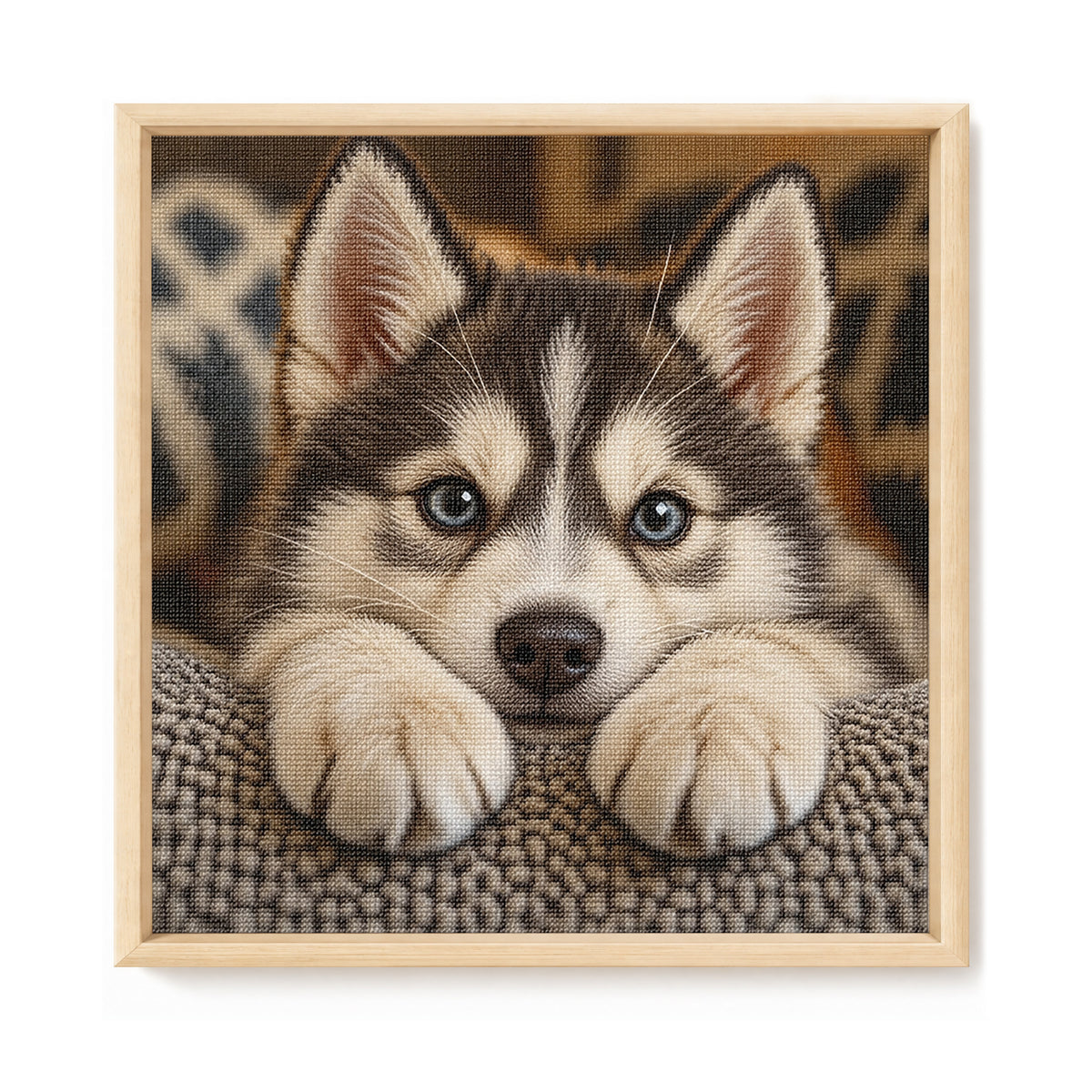 Husky-Welpe – Vollständiges 14CT-Stempel-Kreuzstichset 30x30CM – Huacan