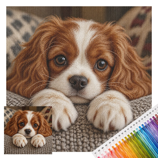 Spaniel-Welpe - Vollständiges 14CT gestempeltes Kreuzstich-Set 30x30CM - Huacan