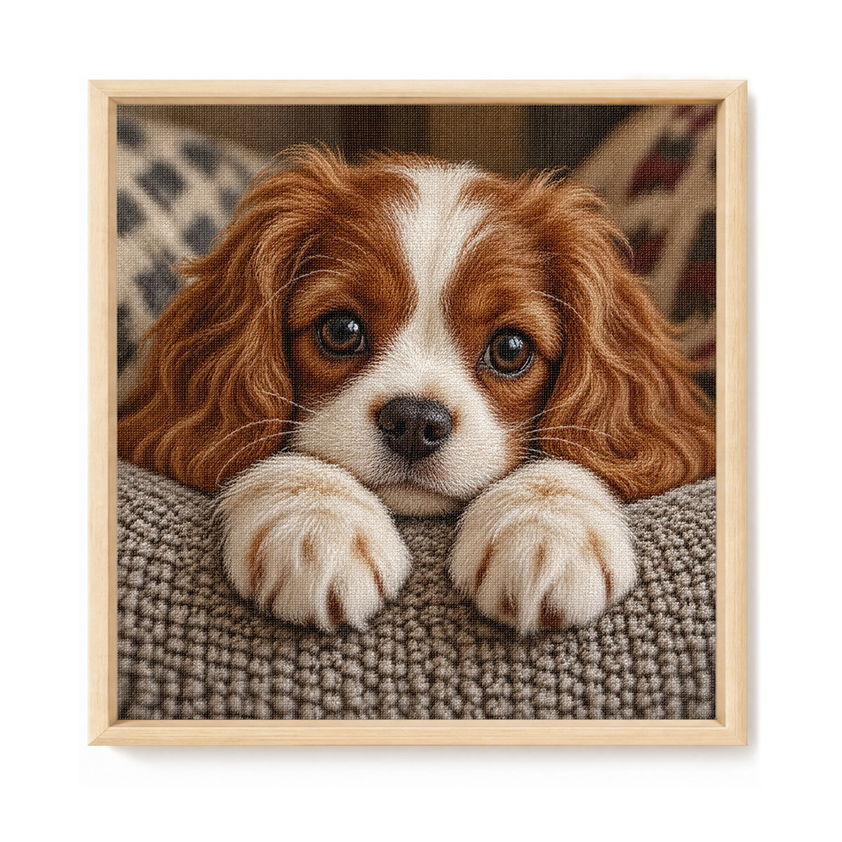 Spaniel Pup-Dog - Full 14CT Stamped Cross Stitch 30x30CM - Huacan