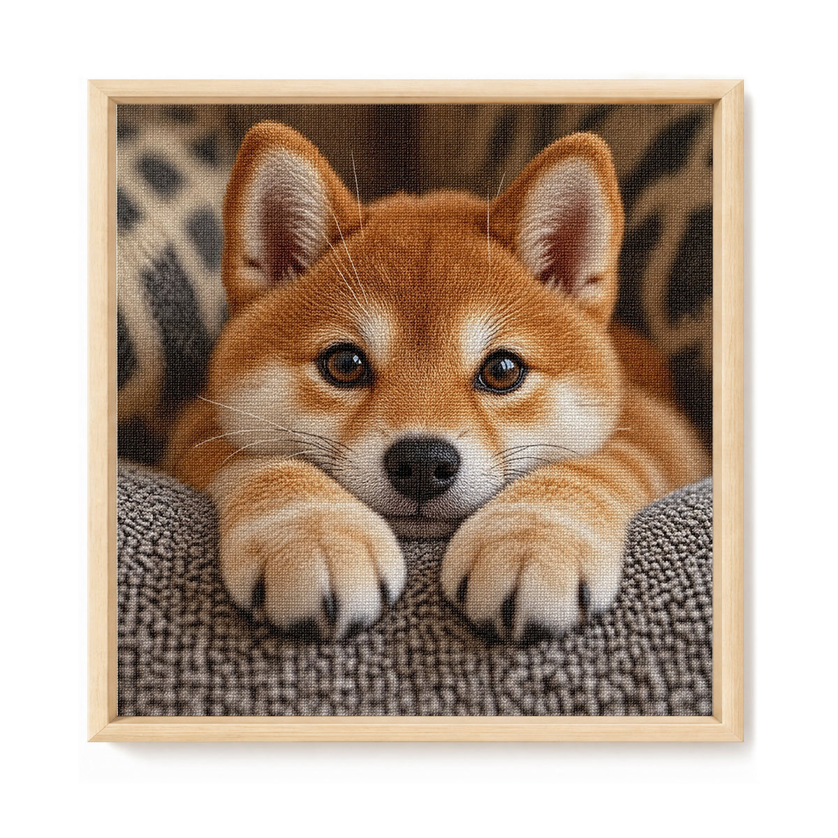 Shiba Puppy-Dog - Full 14CT Stamped Cross Stitch 30x30CM - Huacan