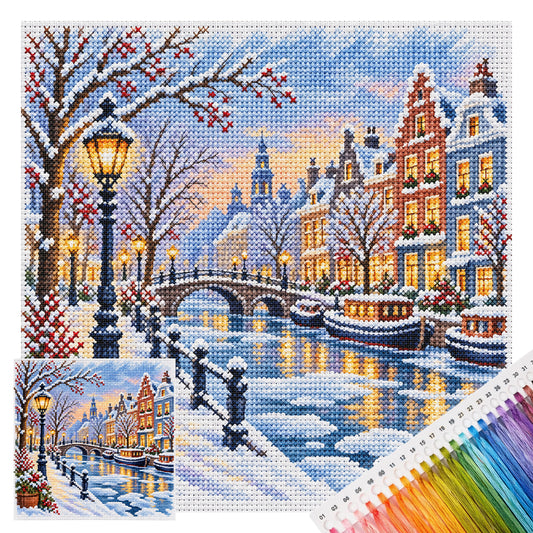 Winterstadt – Vollständiges 14CT gestempeltes Kreuzstichset 30x30 cm – Huacan