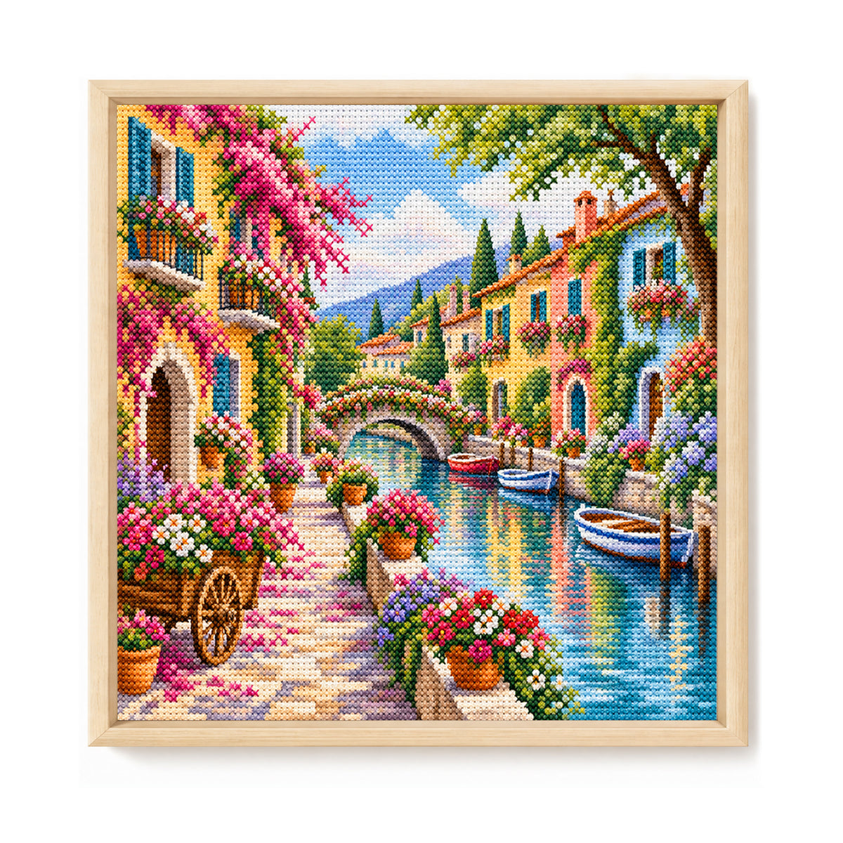 Floral Lane – Vollständiges 14CT gestempeltes Kreuzstich-Set 30x30CM – Huacan