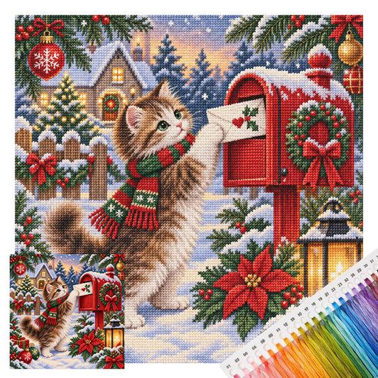 Weihnachtspost – Vollständiges 14CT gestempeltes Kreuzstich-Set 40x40CM – Huacan
