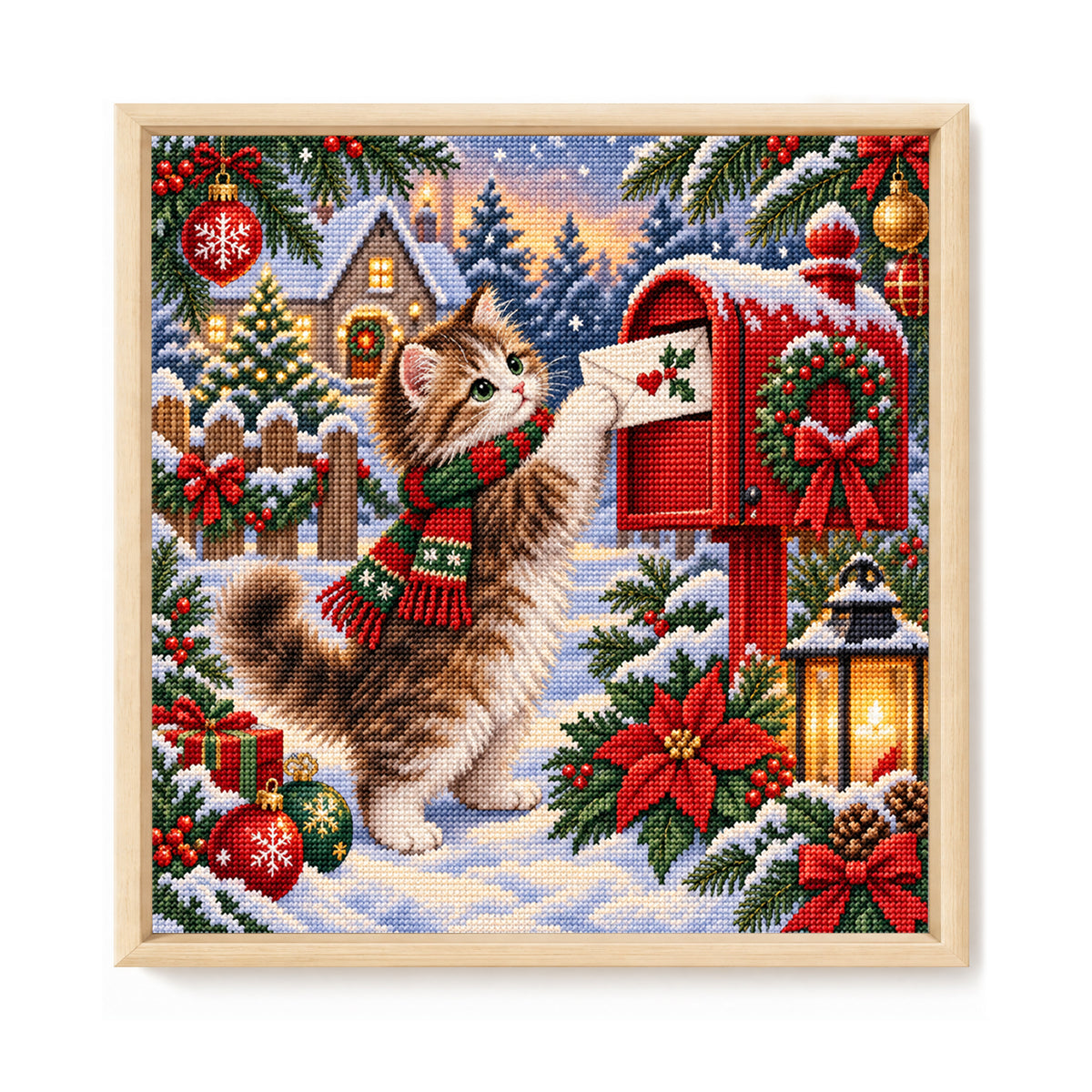 Weihnachtspost – Vollständiges 14CT gestempeltes Kreuzstich-Set 40x40CM – Huacan