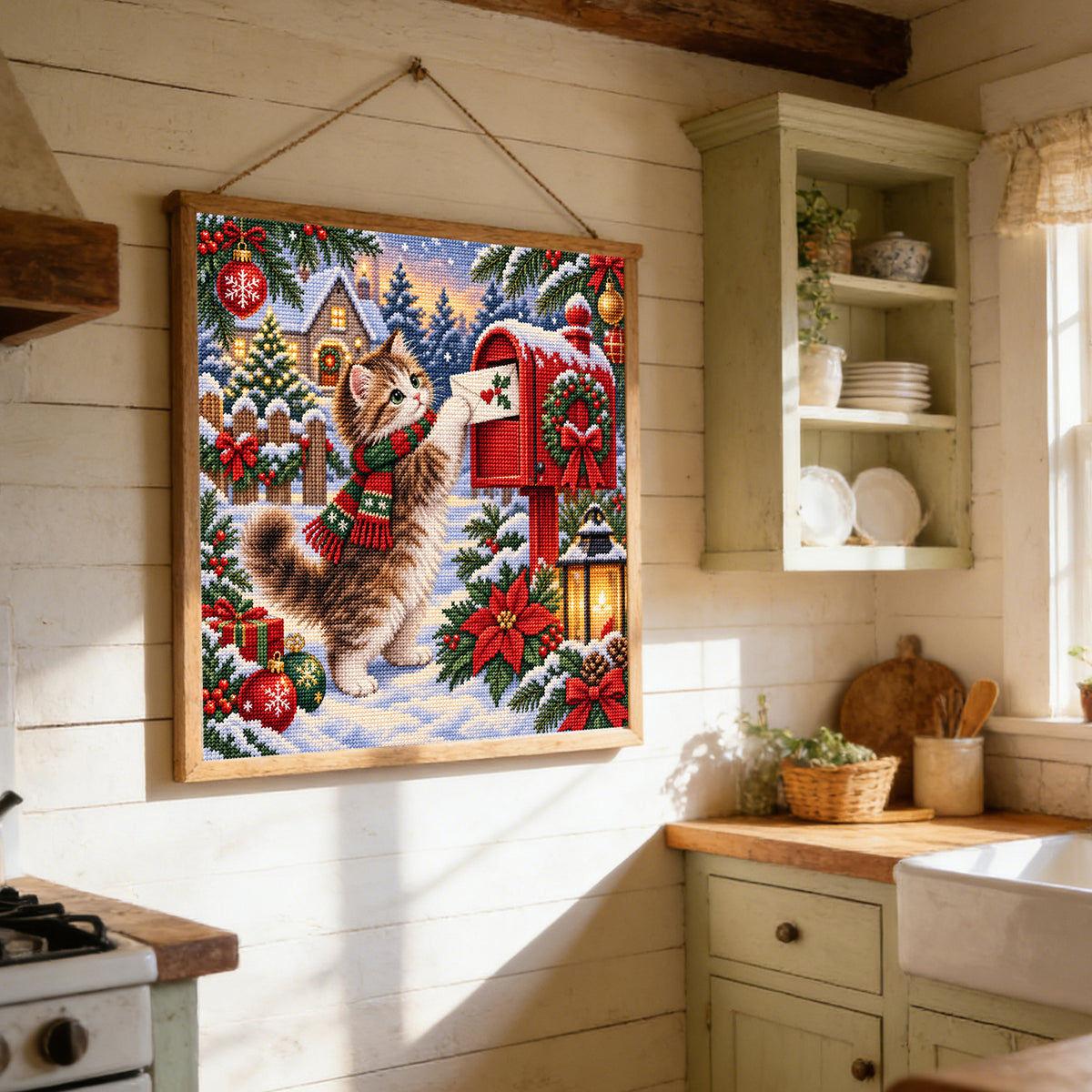 Weihnachtspost – Vollständiges 14CT gestempeltes Kreuzstich-Set 40x40CM – Huacan