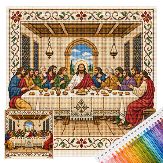 Das letzte Abendmahl – Vollständiges 14CT gestempeltes Kreuzstich-Set 40x40CM – Huacan