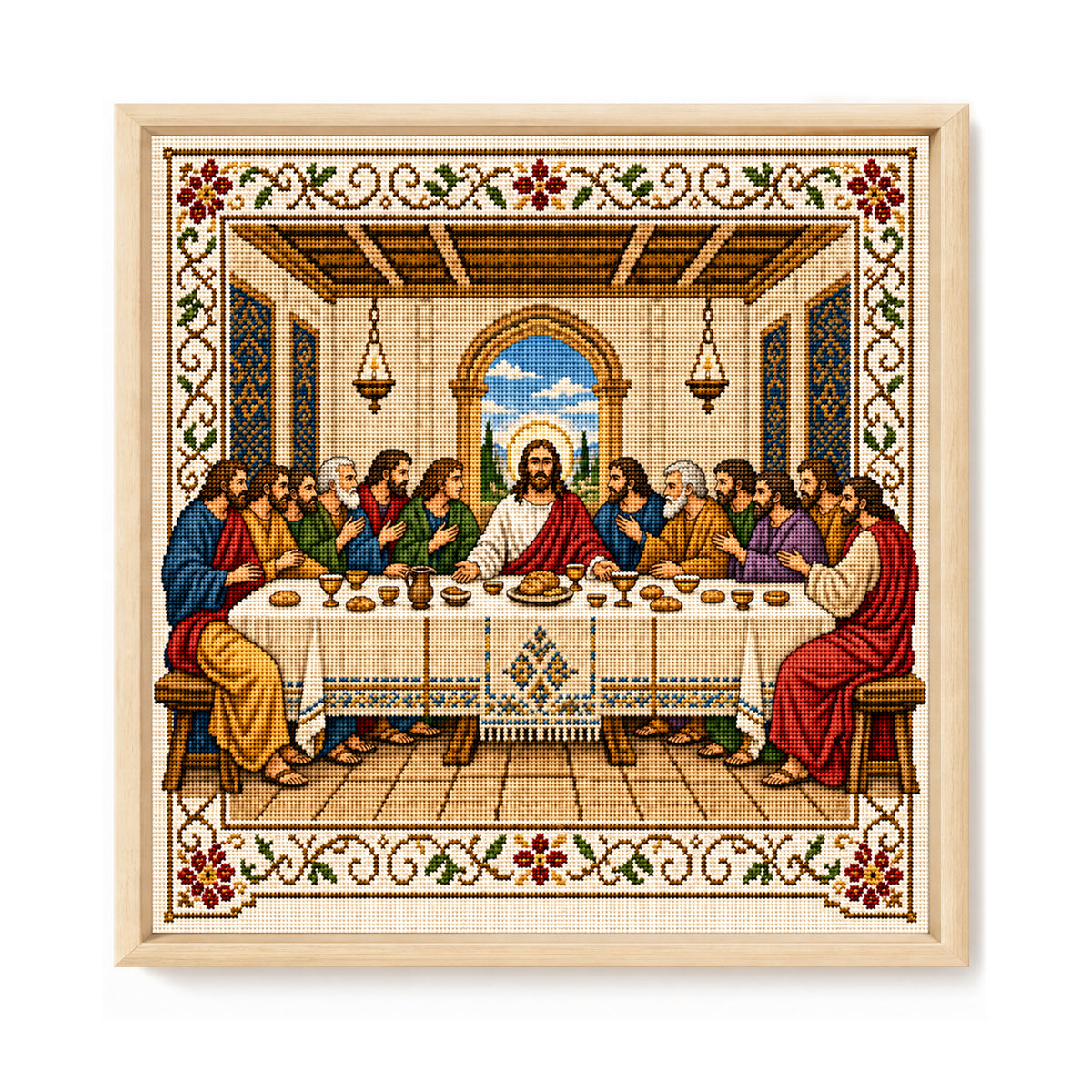 Das letzte Abendmahl – Vollständiges 14CT gestempeltes Kreuzstich-Set 40x40CM – Huacan