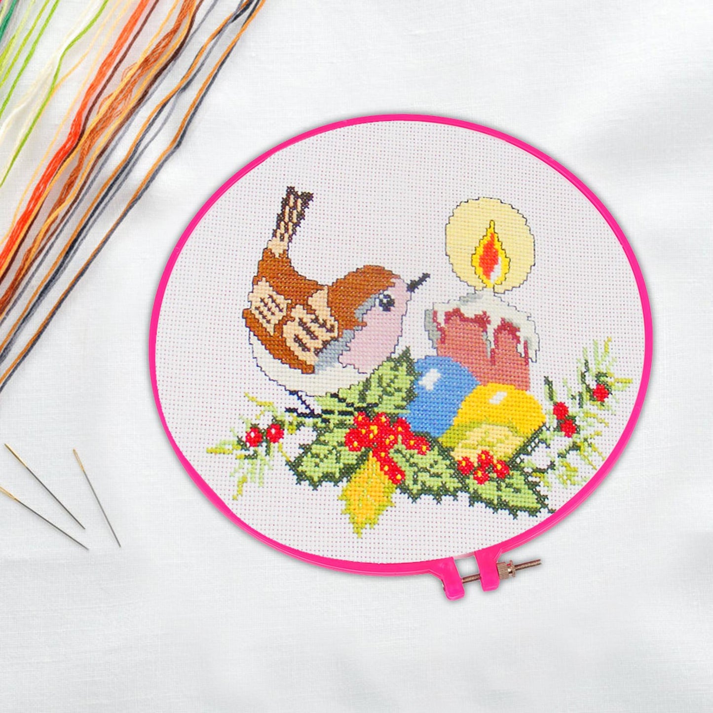 Round Frame DIY Embroidery Hoop Ring Cross Stitch Needlecraft Tools (16.5CM)