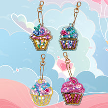 Load image into Gallery viewer, 4pcs DIY Keychain Diamond Painting Cake Ice Cream Key Ring Pendant Gift
