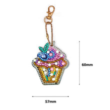 Load image into Gallery viewer, 4pcs DIY Keychain Diamond Painting Cake Ice Cream Key Ring Pendant Gift
