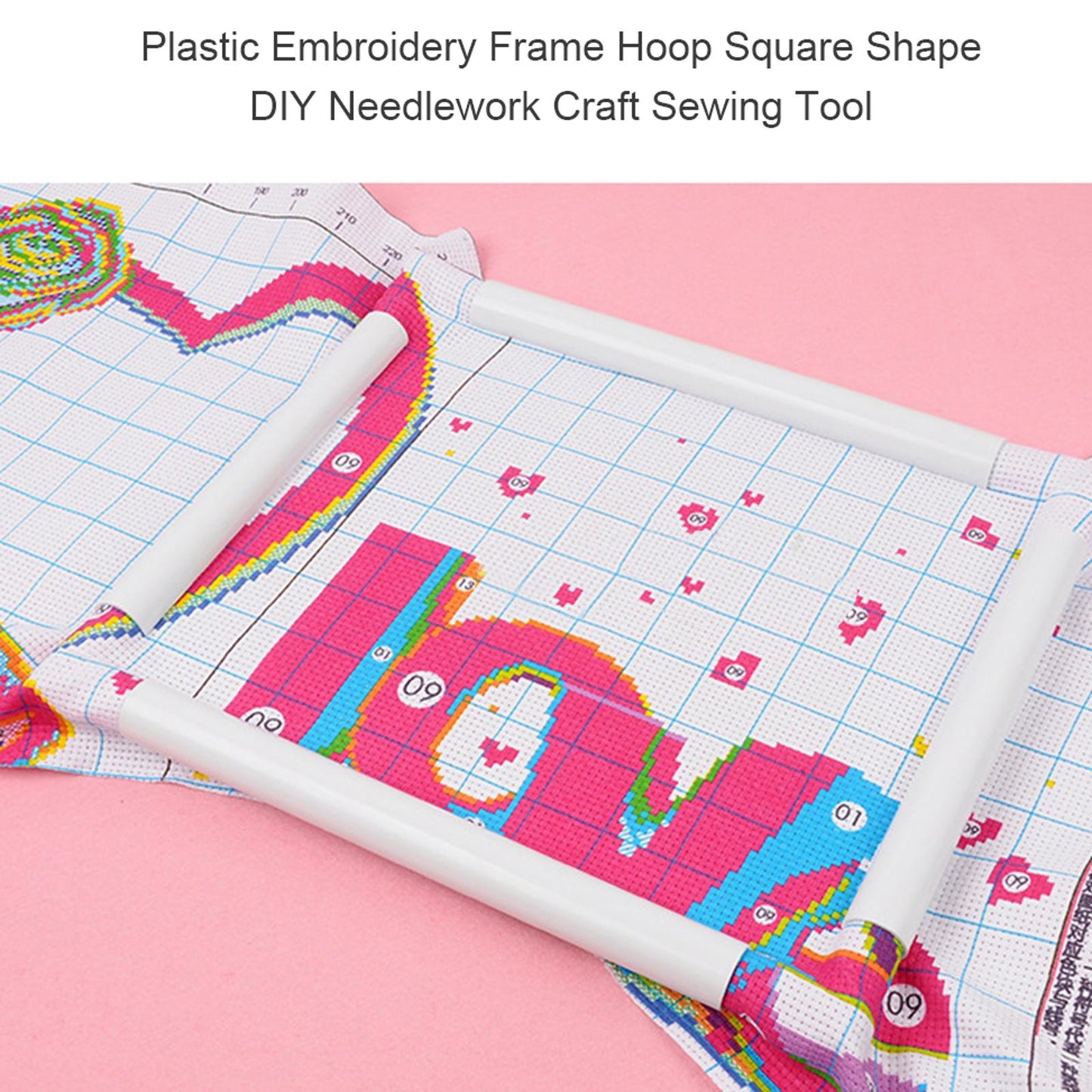 Plastic Embroidery Frame Hoop Square Shape DIY Needlework Craft Sewing Tool Clip Type Embroidery Hoop