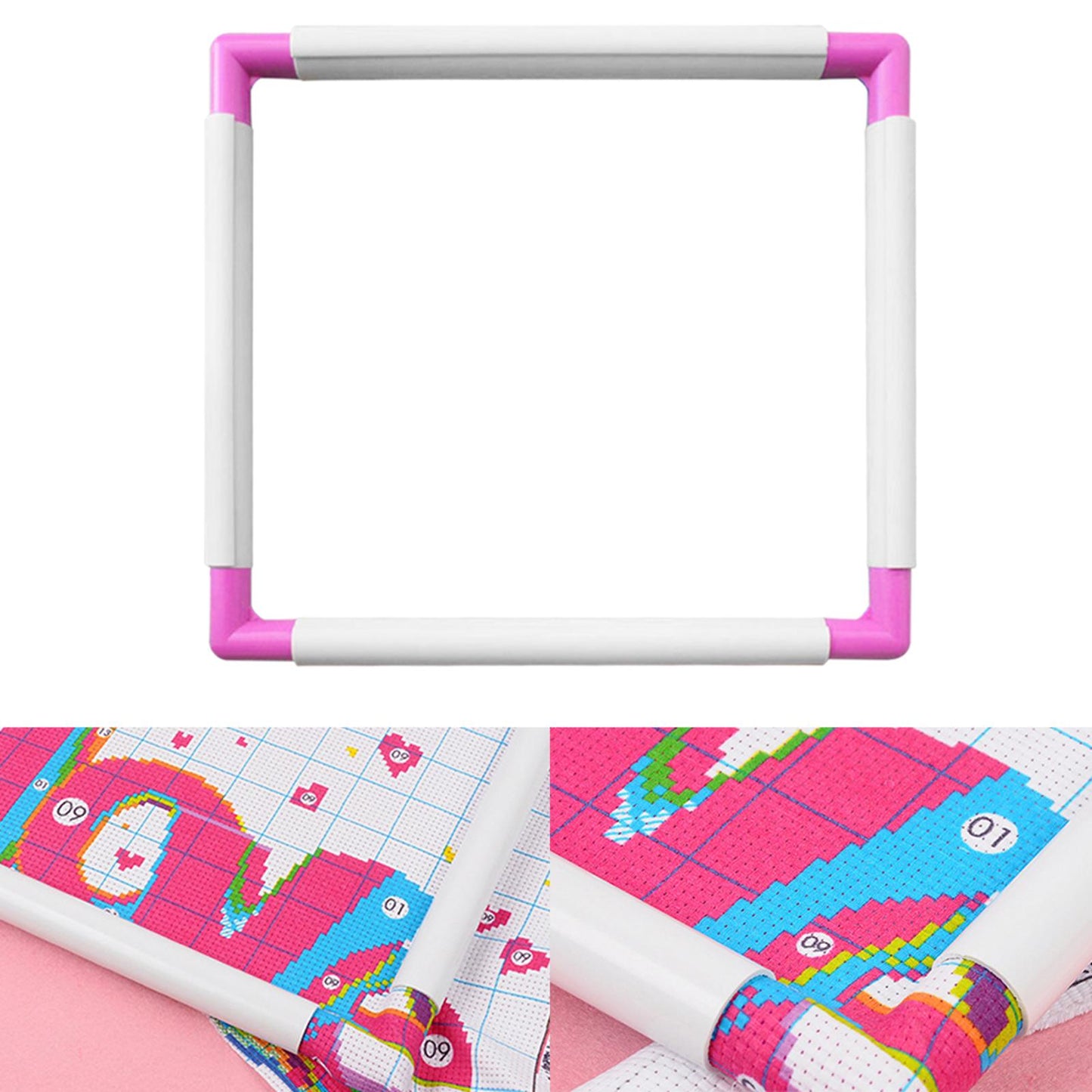 Plastic Embroidery Frame Hoop Square Shape DIY Needlework Craft Sewing Tool Clip Type Embroidery Hoop