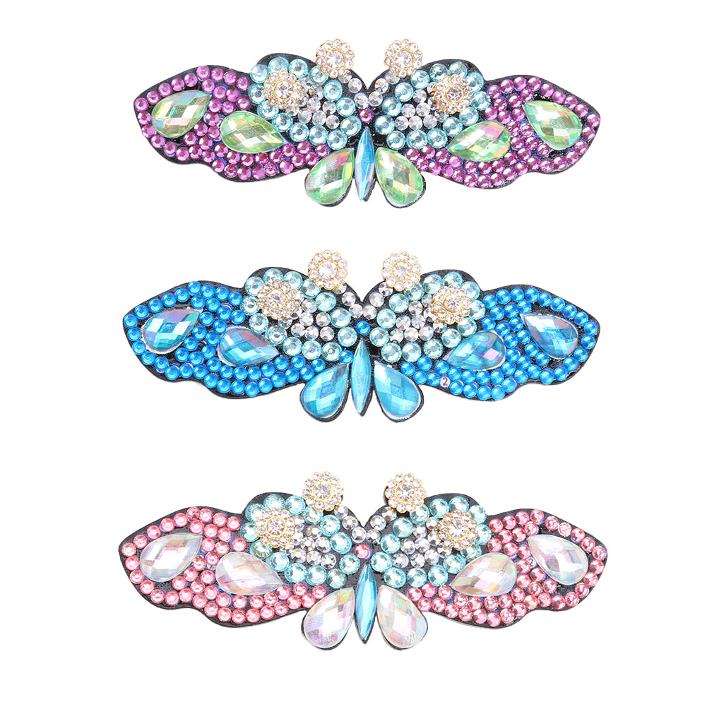 3pcs Butterfly Rhinestone Hair Clip DIY Crystal Bowknot Barrettes