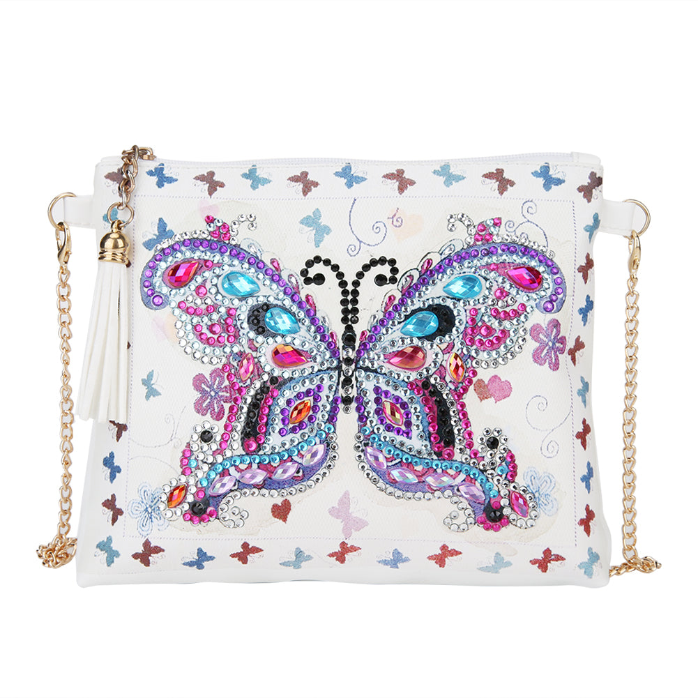 DIY Butterfly Special Shaped Diamond Painting PU Chain Messenger Bags