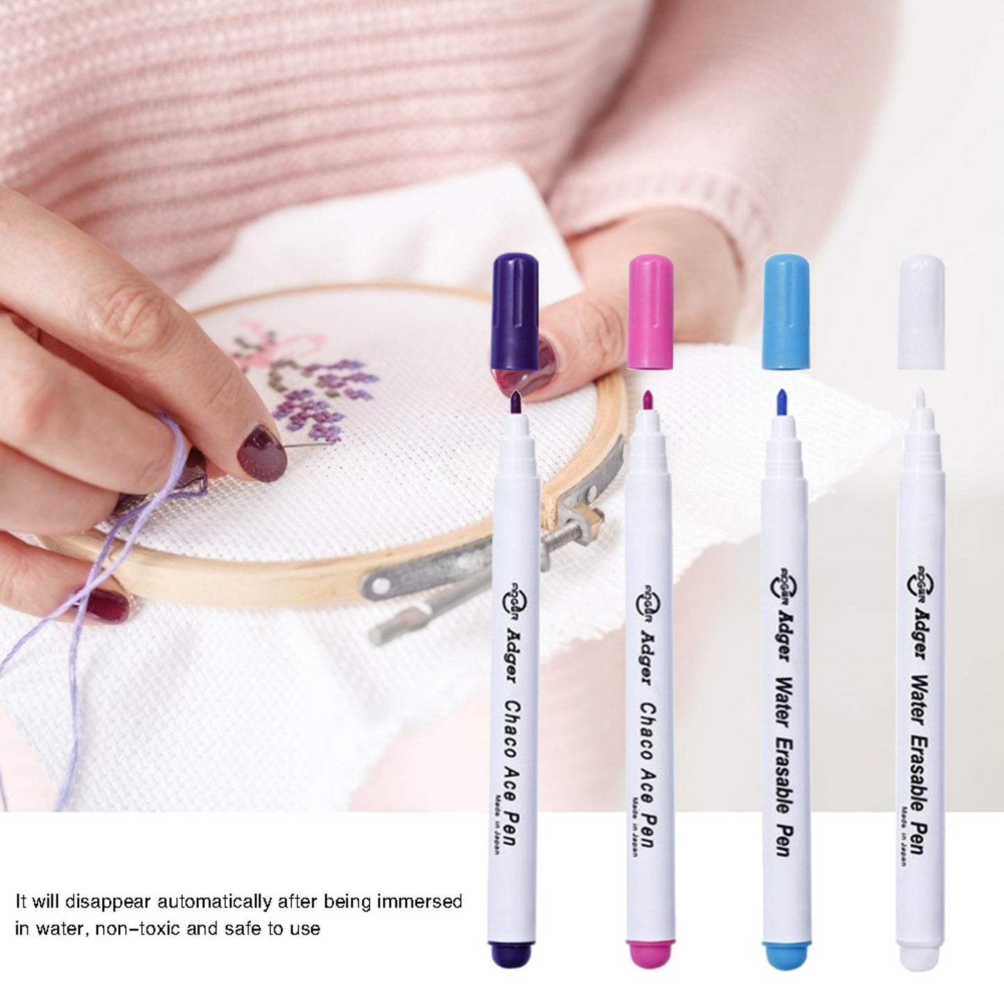 4PCS Water Erasable Pens Fabric Marking Pencil Grommet Ink Soluble Markers