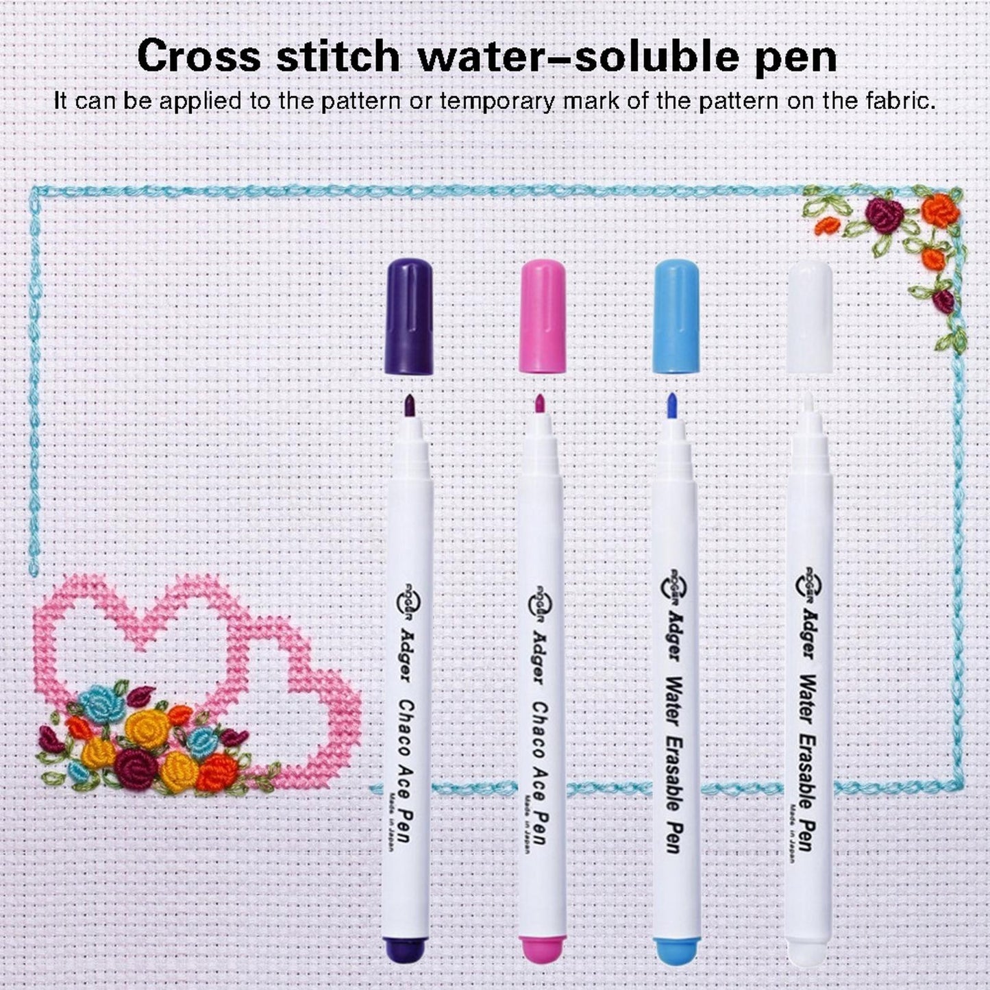 4PCS Water Erasable Pens Fabric Marking Pencil Grommet Ink Soluble Markers