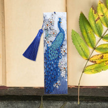 Load image into Gallery viewer, DIY Special Shape Diamond Painting PU Tassel Peacock Bookmark Art Crafts

