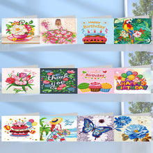 Load image into Gallery viewer, 12pcs Diamond Painting Christmas Postcards Handmade 5D DIY for Birthday Festival
