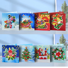 Load image into Gallery viewer, 8pcs Diamond Painting Christmas Postcards Art Craft 5D DIY for Birthday Festival
