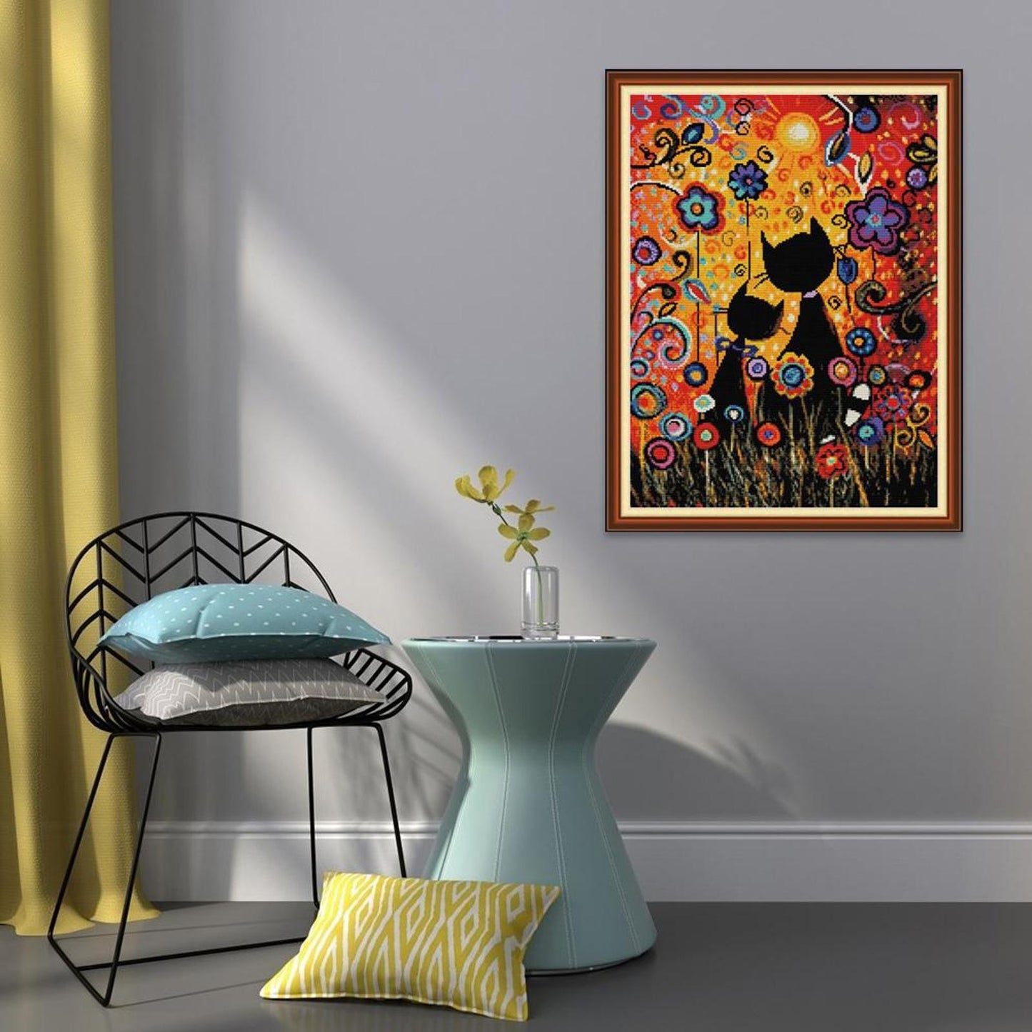Watercolor Cat - 14CT Stamped Cross Stitch 40x50CM - Joy Sunday