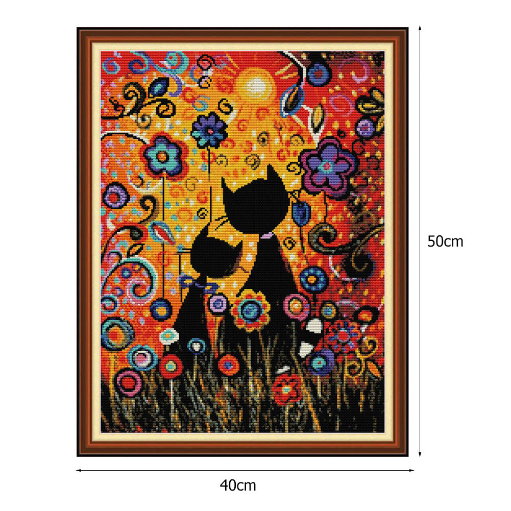Watercolor Cat - 14CT Stamped Cross Stitch 40x50CM - Joy Sunday