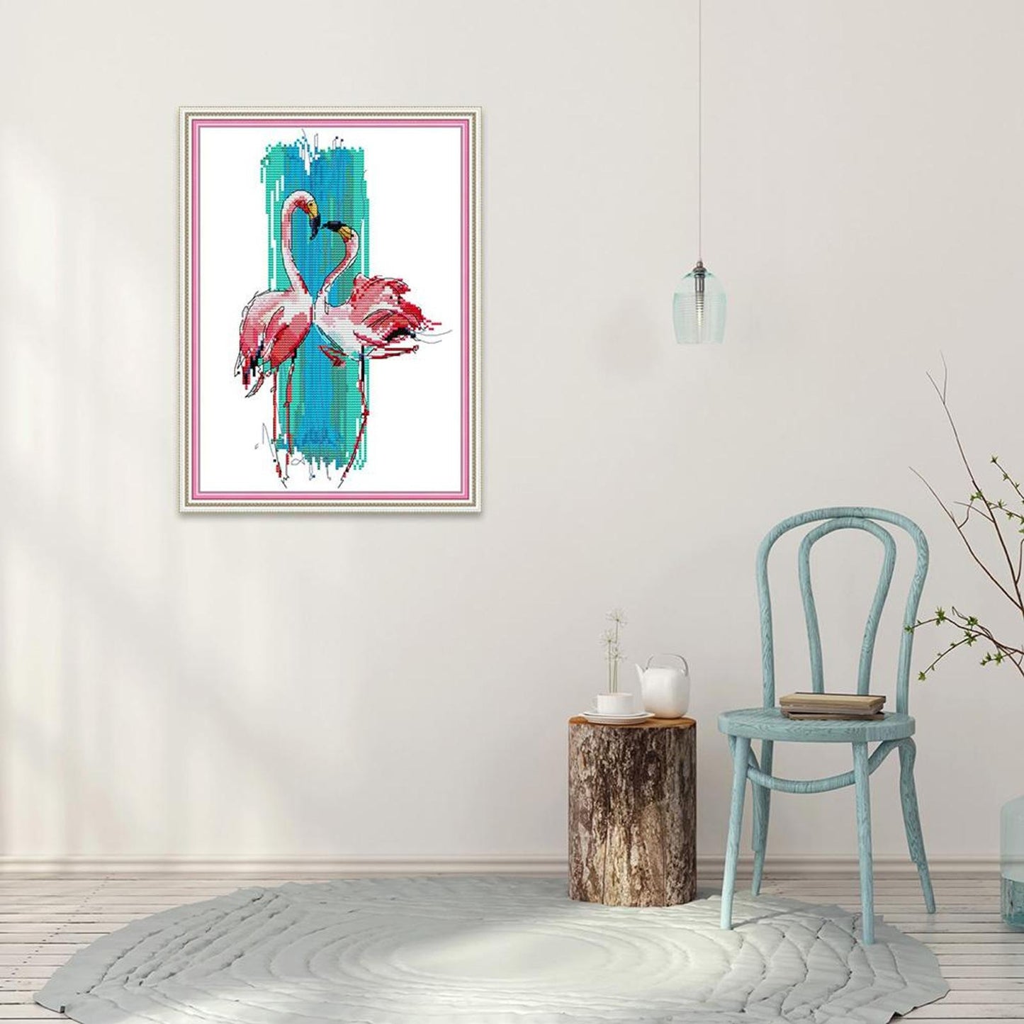 Dancing Flamingos - 14CT Stamped Cross Stitch 25x33CM - Joy Sunday