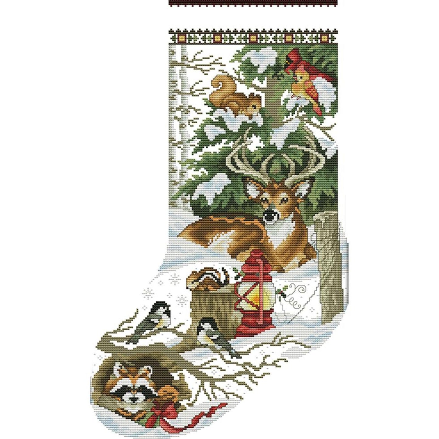 Christmas Stockings In Winter Jungle - 14CT Stamped Cross Stitch 34x53CM - Joy Sunday