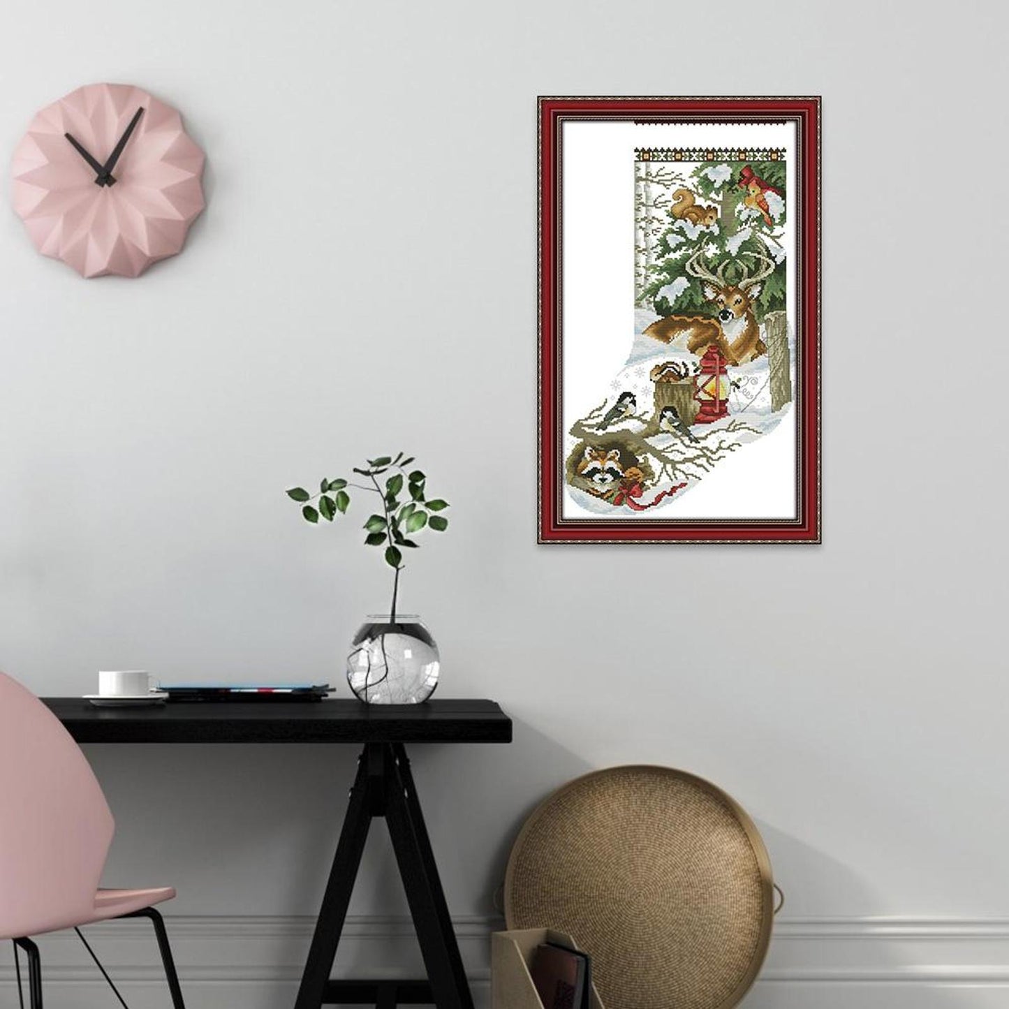 Christmas Stockings In Winter Jungle - 14CT Stamped Cross Stitch 34x53CM - Joy Sunday