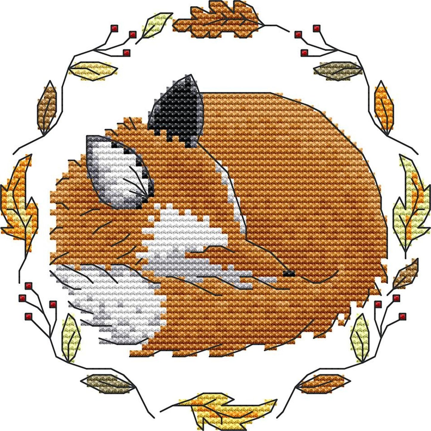 Hibernating Little Fox - 14CT Stamped Cross Stitch 18x18CM - Joy Sunday