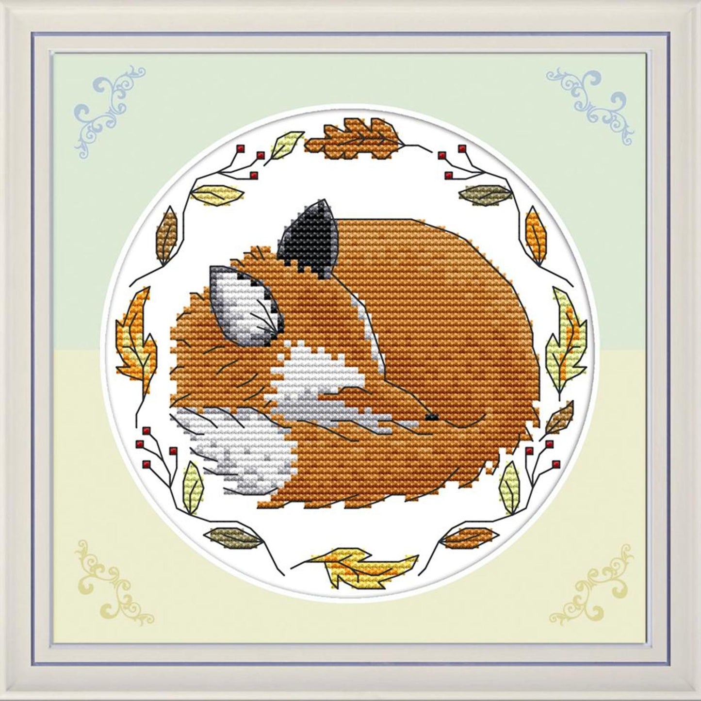 Hibernating Little Fox - 14CT Stamped Cross Stitch 18x18CM - Joy Sunday