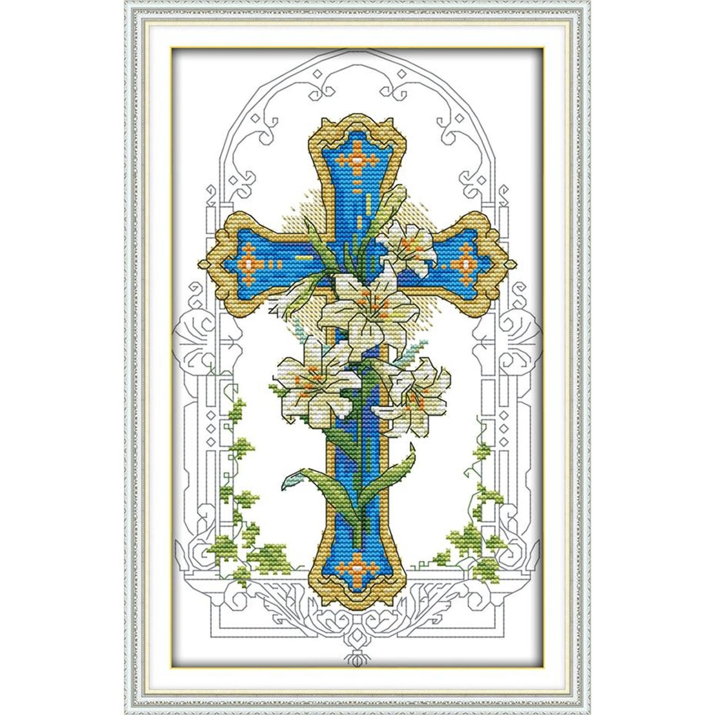 Lily Cross - 14CT Stamped Cross Stitch 33x20CM - Joy Sunday