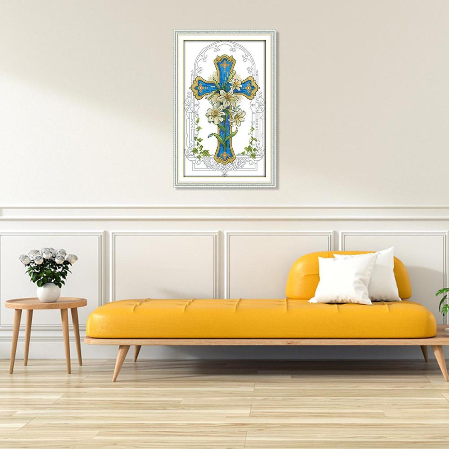 Lily Cross - 14CT Stamped Cross Stitch 33x20CM - Joy Sunday