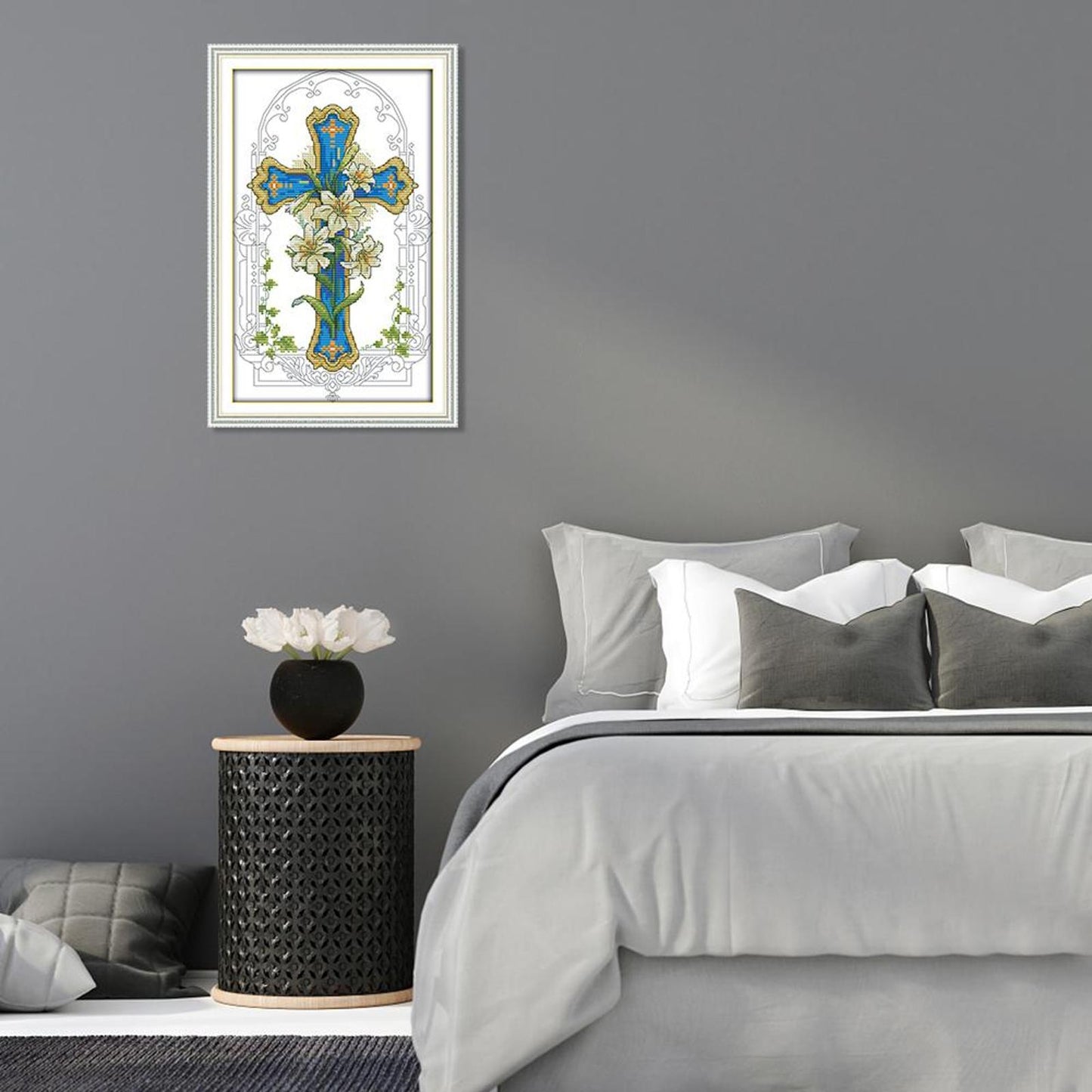 Lily Cross - 14CT Stamped Cross Stitch 33x20CM - Joy Sunday
