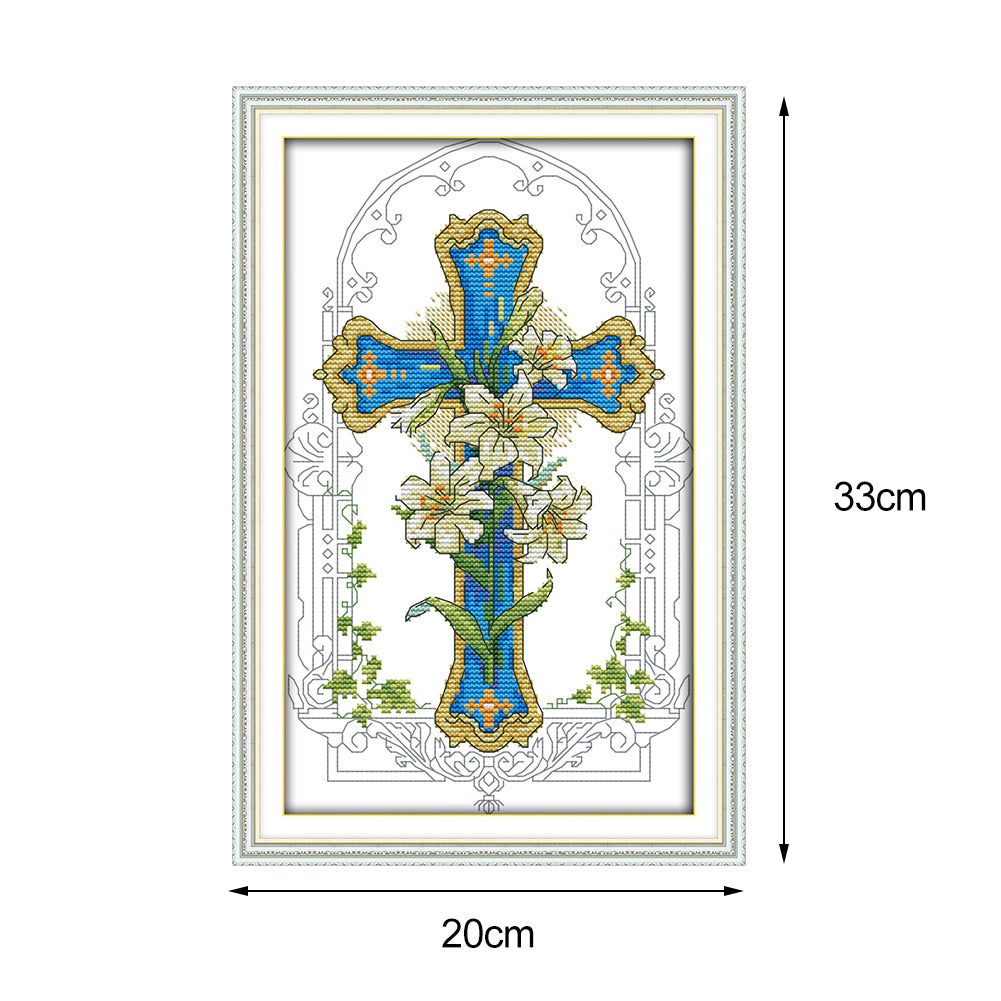 Lily Cross - 14CT Stamped Cross Stitch 33x20CM - Joy Sunday
