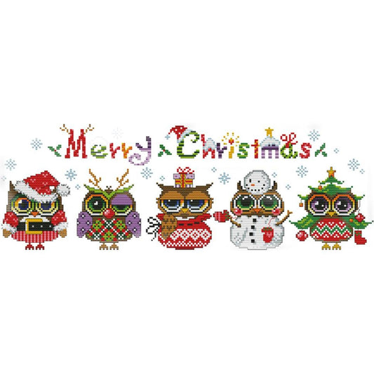 Christmas Owl - 14CT Stamped Cross Stitch 48x18CM - Joy Sunday