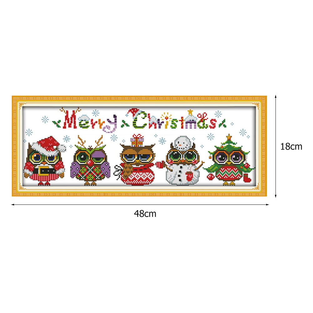 Christmas Owl - 14CT Stamped Cross Stitch 48x18CM - Joy Sunday